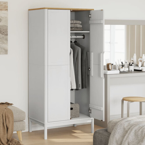 VidaXL (white) vidaXL Wardrobe Closet Clothes Organiser Storage Cupboard Solid Wood Pine 2