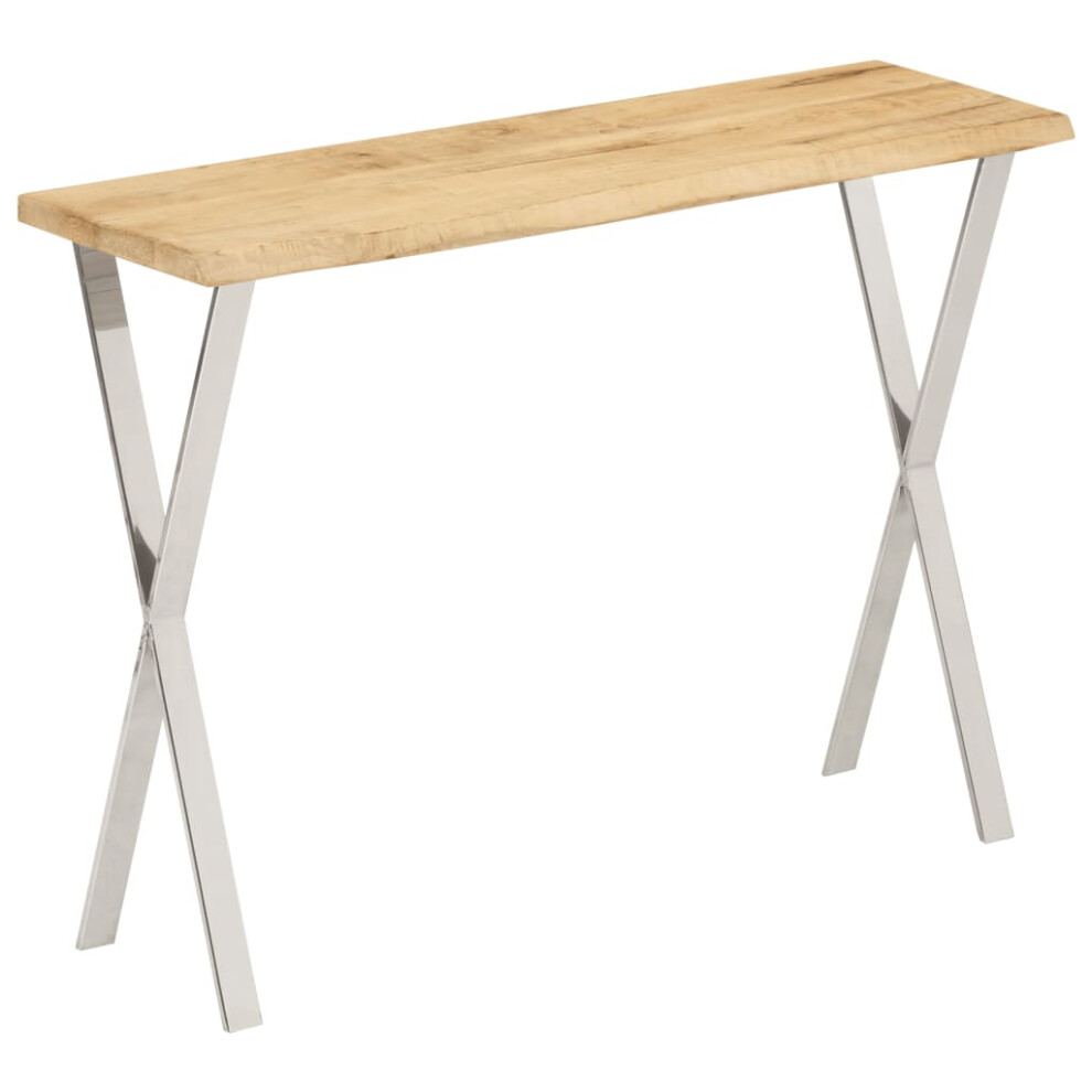Vidaxl (Silver) Console Table With Live Edge Hallway Coffee Table End Table Solid Wood
