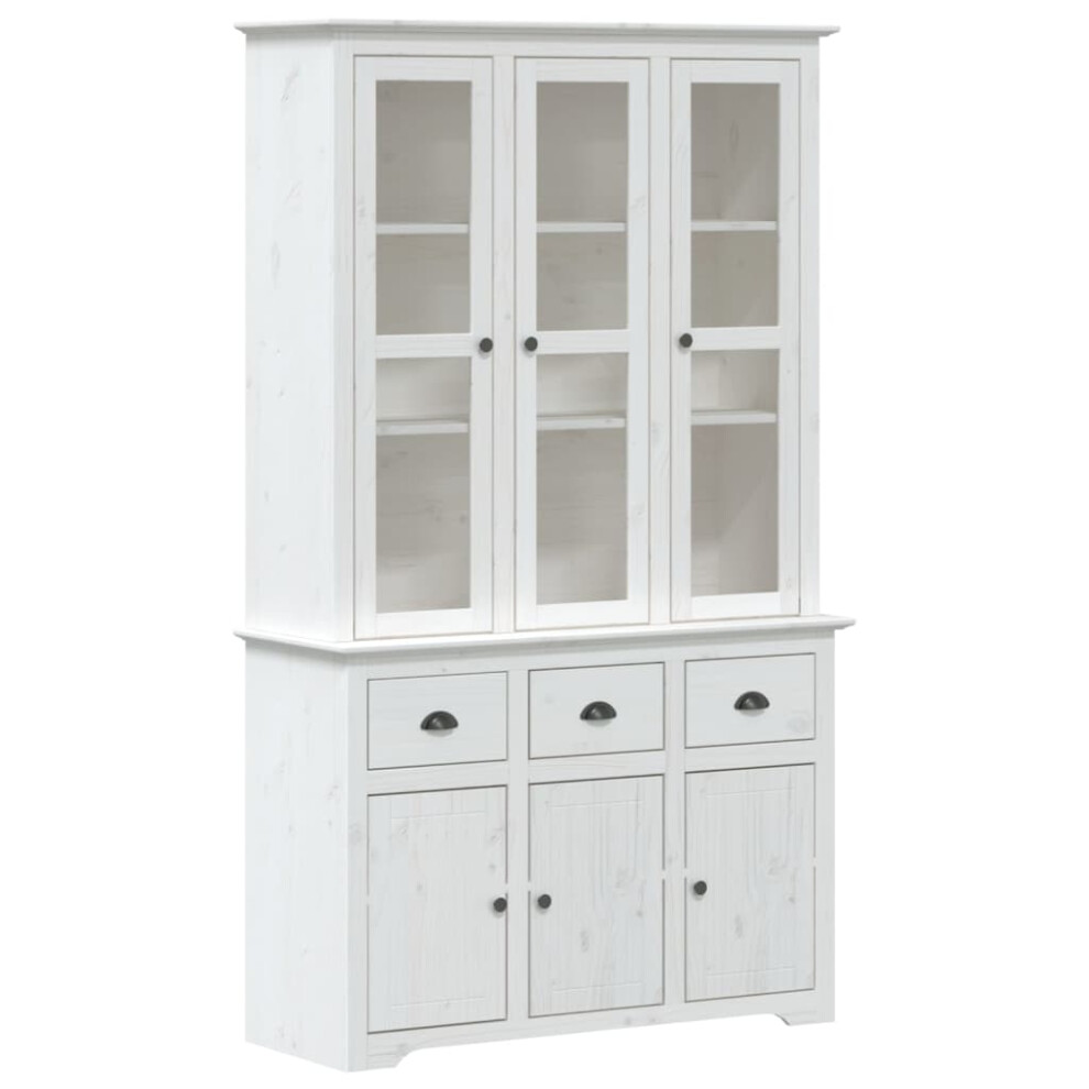 (white) vidaXL Highboard Sideboard Side Cabinet Storage Cupboard Solid Wood Pine BODO