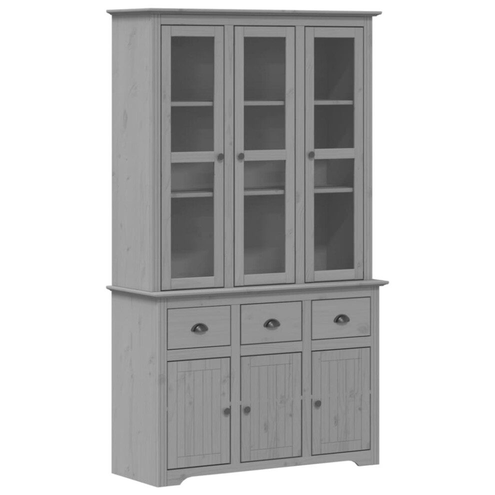 (grey) vidaXL Highboard Sideboard Side Cabinet Storage Cupboard Solid Wood Pine BODO