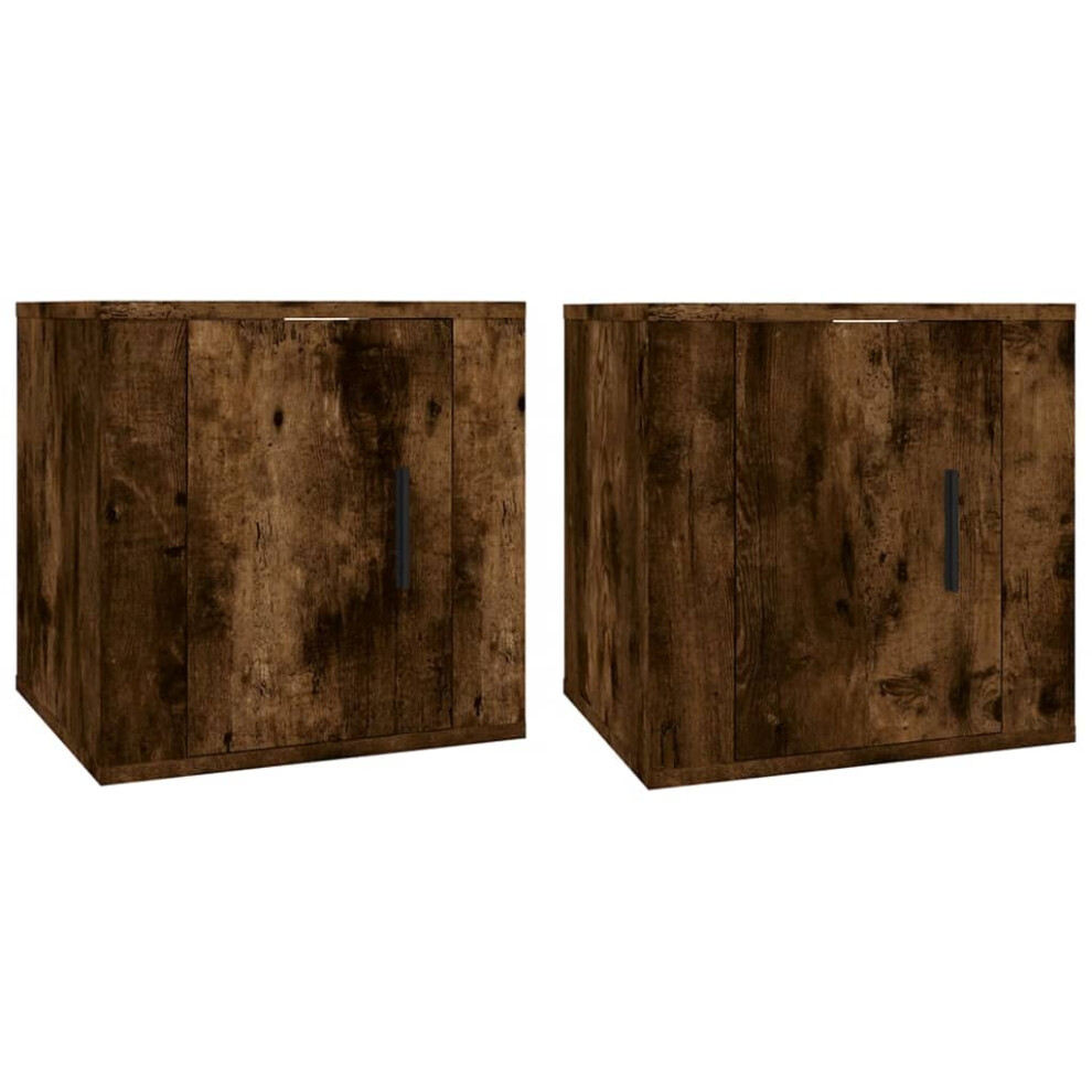Vidaxl (Smoked Oak, 40 X 34.5 X 40 Cm/ 2 Pcs) Wall Mounted Tv Cabinet Hanging Tv Stand Tv Unit Entertainment Centre