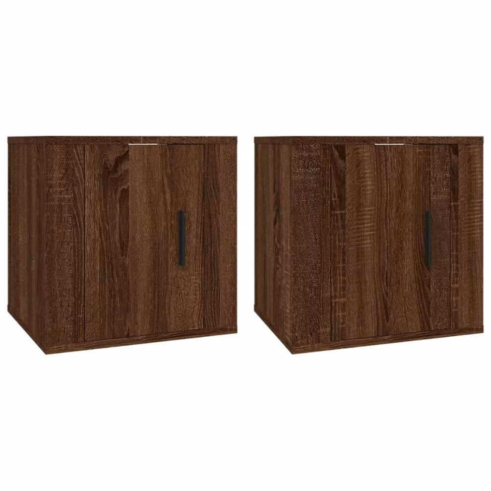 Vidaxl ( Oak, 40 X 34.5 X 40 Cm/ 2 Pcs) Wall Mounted Tv Cabinet Hanging Tv Stand Tv Unit Entertainment Centre Brown