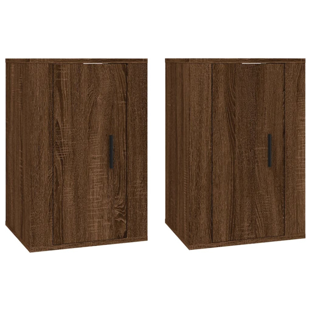 Vidaxl (Brown Oak, 40 X 34.5 X 60 Cm/ 2 Pcs) Wall Mounted Tv Cabinet Hanging Tv Stand Tv Unit Entertainment Centre