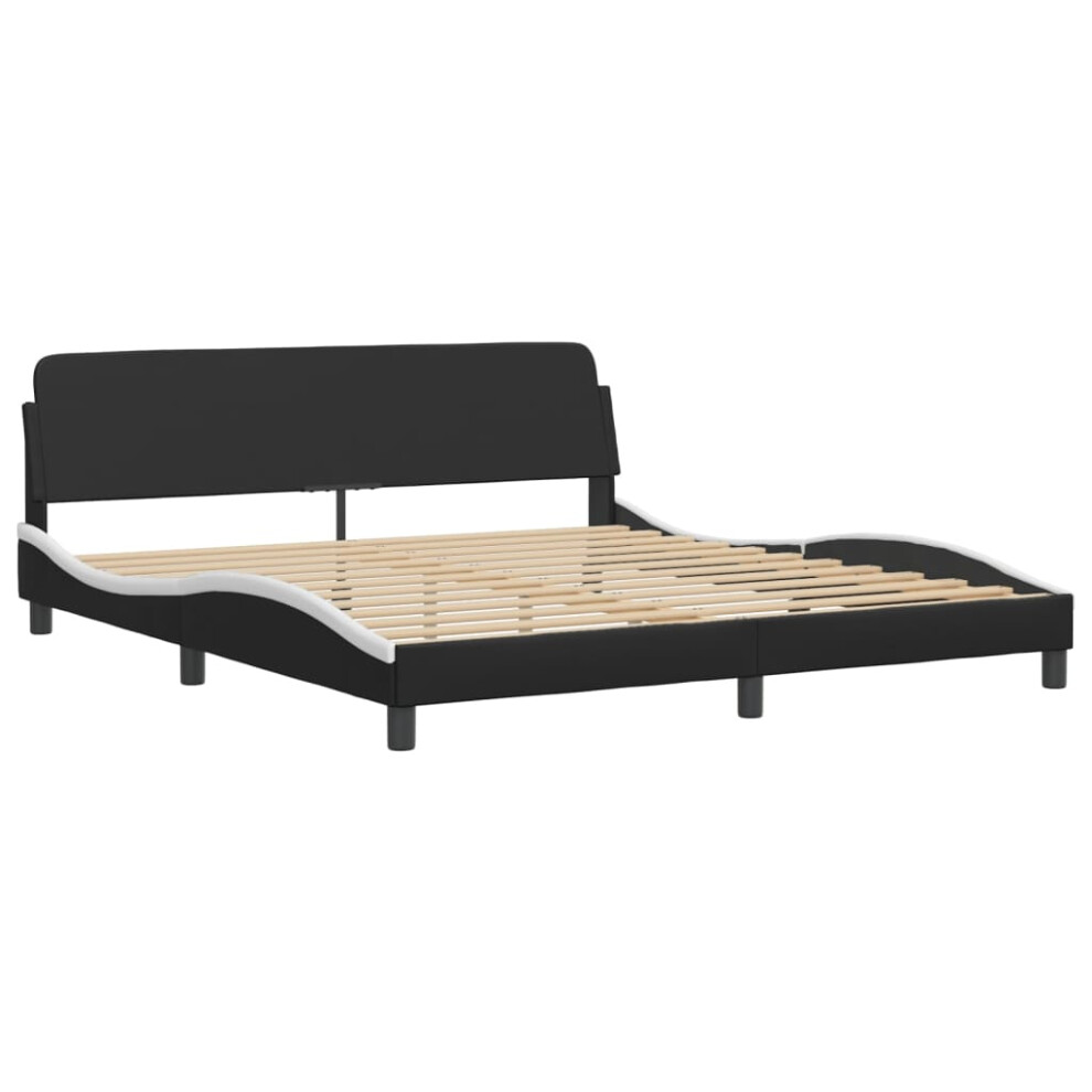 (black and white, 180 x 200 cm) vidaXL Bed Frame with Headboard Bed Base Black 90x190 cm Single Faux Leather