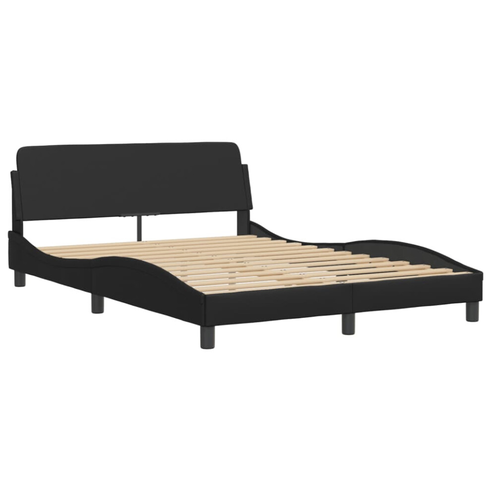 Vidaxl (, 135 X 190 Cm) Bed Frame With Headboard Bed Base 90X190 Cm Single Faux Leather Black