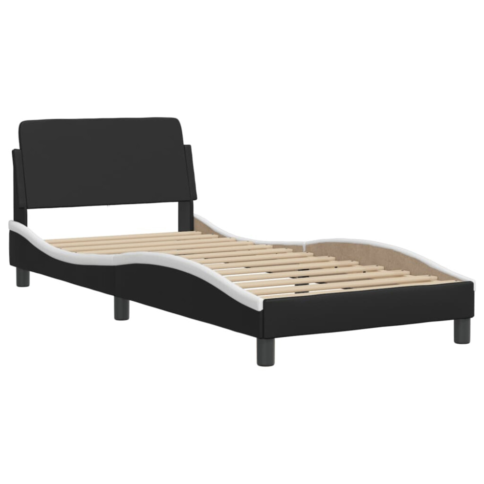 (black And white, 90 X 190 cm) vidaXL Bed Frame With Headboard Bed Base Black 90x190 Cm Single Faux Leather