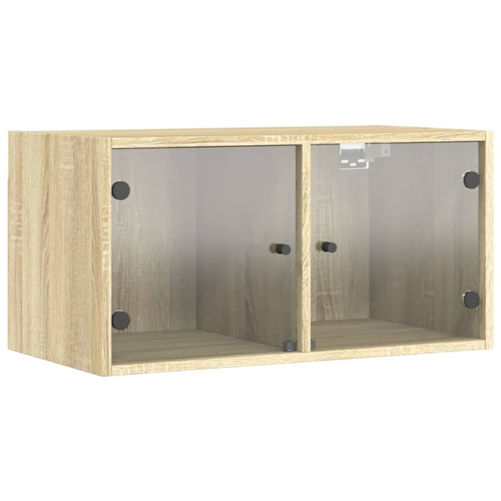 Vidaxl (Sonoma Oak, 1 Pcs) Wall Cabinets With Glass Doors Bathroom Cupboard Wall Storage Cabinet