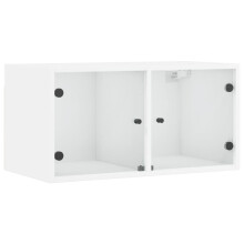 (white, 1 pcs) vidaXL Wall Cabinets with Glass Doors Bathroom Cupboard Wall Storage Cabinet