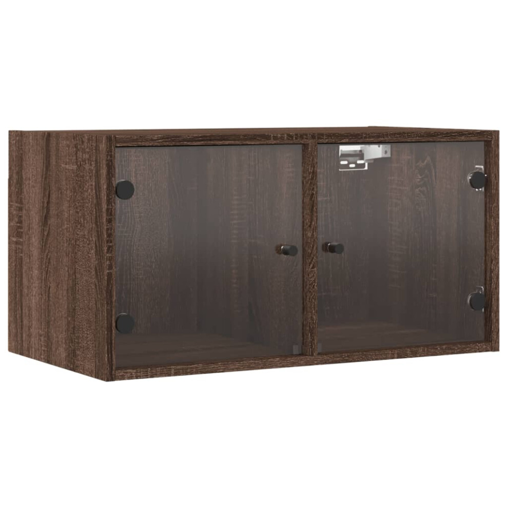 (brown oak, 1 pcs) vidaXL Wall Cabinets With Glass Doors Bathroom Cupboard Wall Storage Cabinet