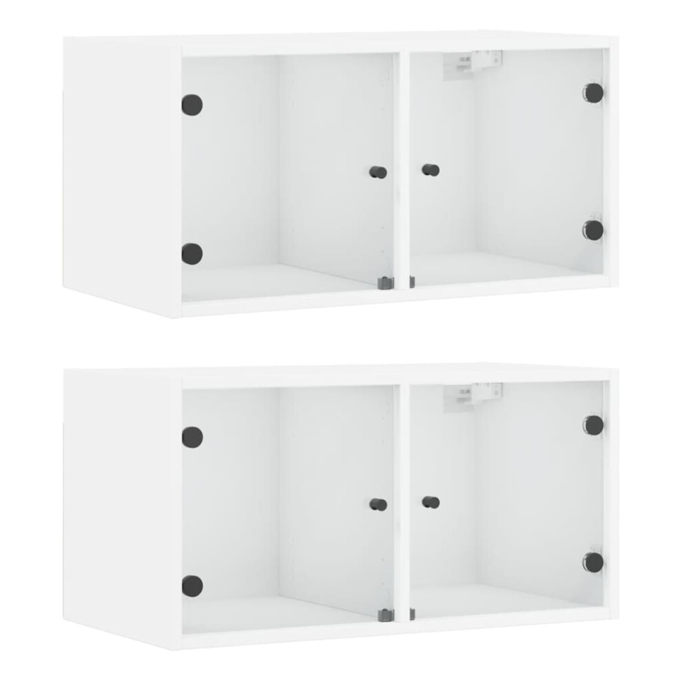 (white, 2 pcs) vidaXL Wall Cabinets with Glass Doors Bathroom Cupboard Wall Storage Cabinet