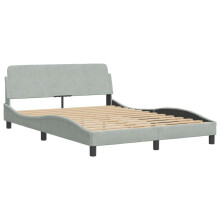 (light grey, 135 x 190 cm) vidaXL Bed Frame with Headboard Bedroom Bed Base Mattress Foundation Velvet