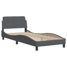 (dark grey, 90 x 190 cm) vidaXL Bed Frame with Headboard Bedroom Bed Base Mattress Foundation Velvet