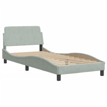 (light grey, 90 x 190 cm) vidaXL Bed Frame with Headboard Bedroom Bed Base Mattress Foundation Velvet