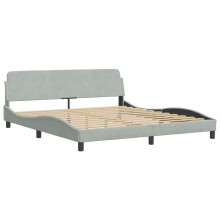 (light grey, 180 x 200 cm) vidaXL Bed Frame with Headboard Bedroom Bed Base Mattress Foundation Velvet
