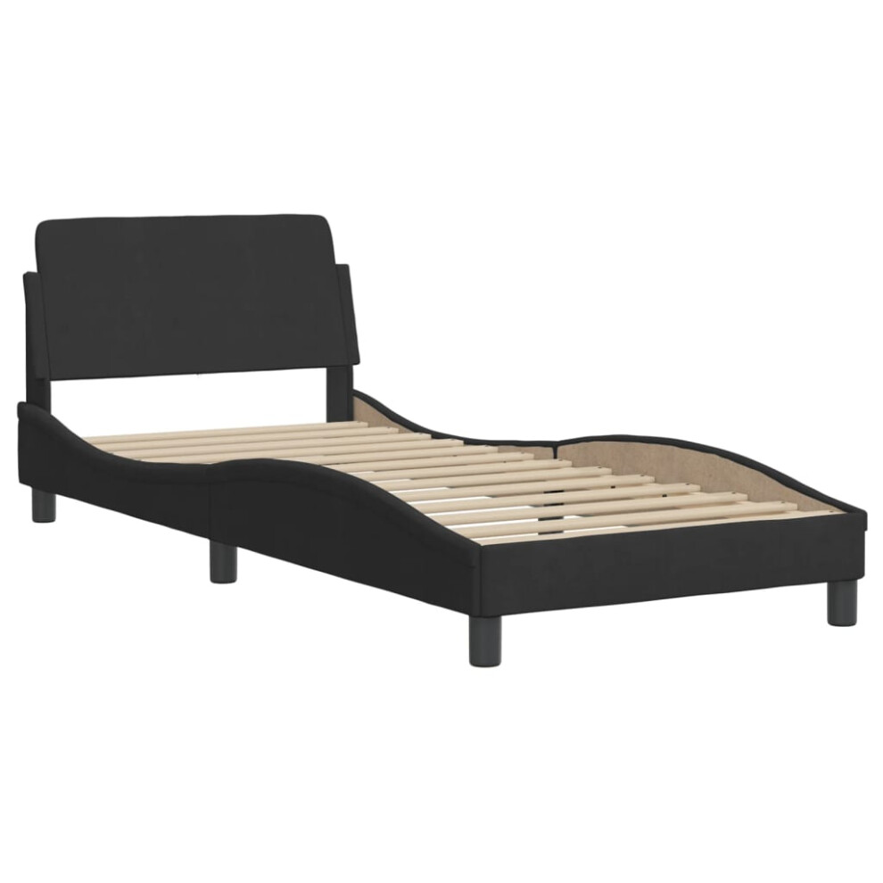 Vidaxl (Black, 90 X 190 Cm) Bed Frame With Headboard Bedroom Bed Base Mattress Foundation Velvet