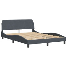 (dark grey, 135 x 190 cm) vidaXL Bed Frame with Headboard Bedroom Bed Base Mattress Foundation Velvet