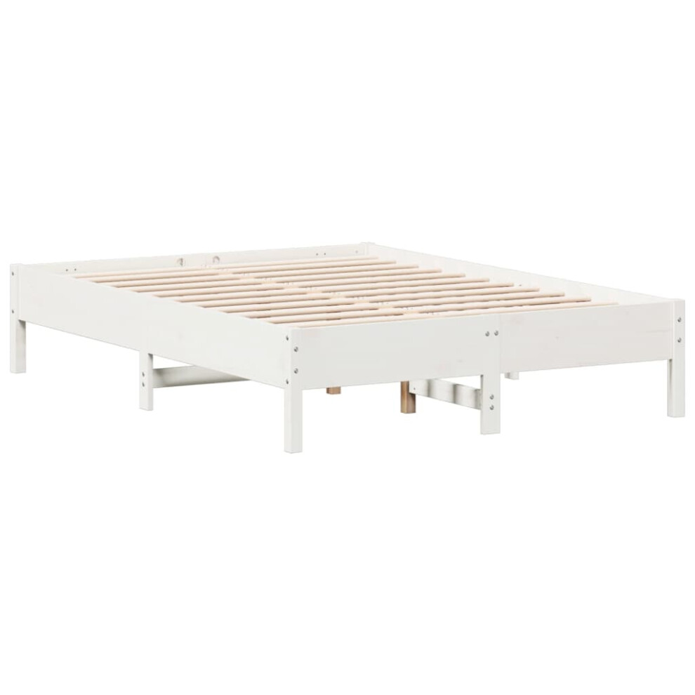 (white, 140 x 190 cm) vidaXL Bed Frame Bedroom Bed Base Bedstead Mattress Foundation Solid Wood Pine