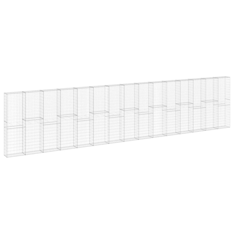 Vidaxl Gabion Wall With Covers Galvanised Steel 900X30x200 Cm Outdoor Cage