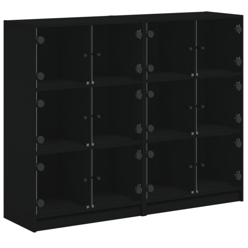 VidaXL (black) vidaXL Bookcase with Doors Bookshelf Storage Rack Cabinet Engineered Wood 1