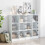 VidaXL (white) vidaXL Bookcase with Doors Bookshelf Storage Rack Cabinet Engineered Wood 3