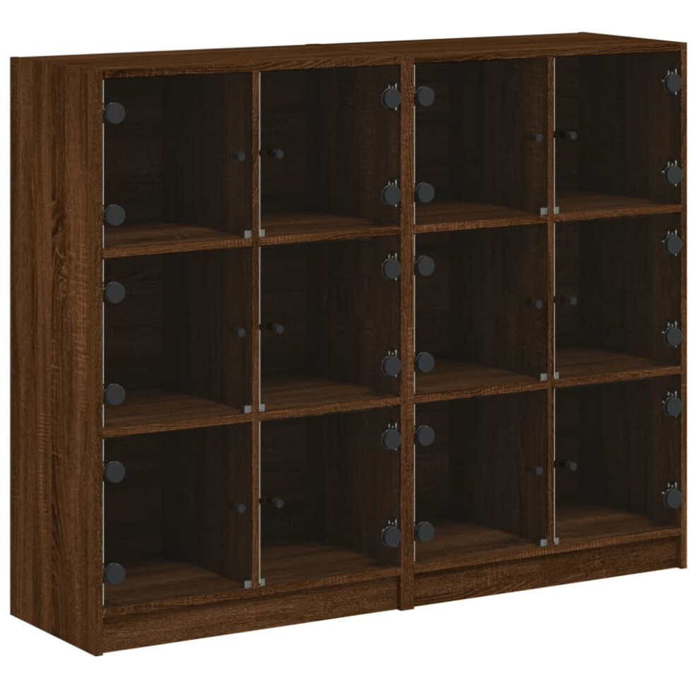 (brown oak) vidaXL Bookcase with Doors Bookshelf Storage Rack Cabinet Engineered Wood