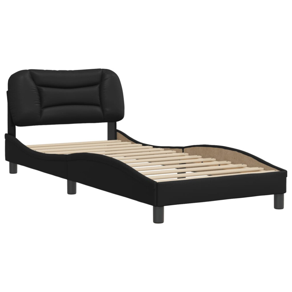 (black, single) vidaXL Bed Frame with Headboard Black and White 135x190 cm Double Faux Leather