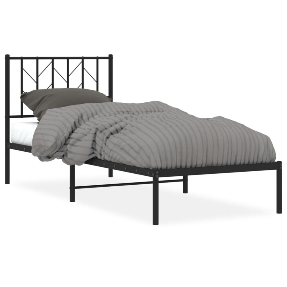 (black, 80 x 200 cm/ with headboard) vidaXL Metal Bed Frame with Headboard Mattress Foundation Black 80x200 cm