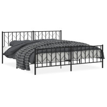 (black, 193 x 203 cm/ with headboard & footboard) vidaXL Metal Bed Frame with Headboard Mattress Foundation Black 80x200 cm
