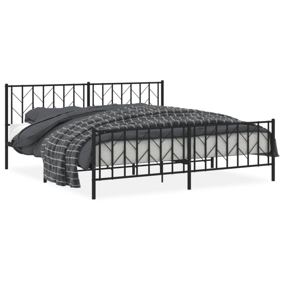 Vidaxl (Black, 193 X 203 Cm/ With Headboard & Footboard) Metal Bed Frame With Headboard Mattress Foundation Black 80X200 Cm