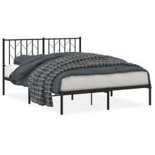(black, 140 x 190 cm/ with headboard) vidaXL Metal Bed Frame with Headboard Mattress Foundation Black 80x200 cm