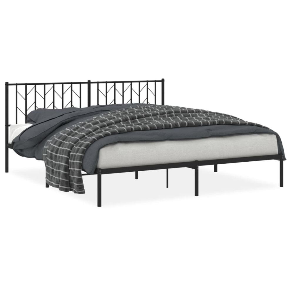 (black, 183 x 213 cm/ with headboard) vidaXL Metal Bed Frame with Headboard Mattress Foundation Black 80x200 cm