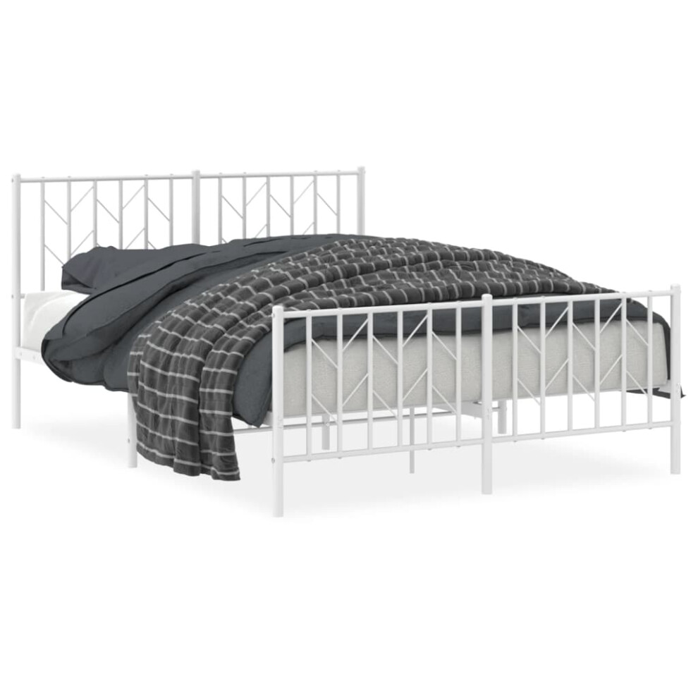 (white, 140 x 200 cm/ with headboard & footboard) vidaXL Metal Bed Frame with Headboard Mattress Foundation Black 80x200 cm