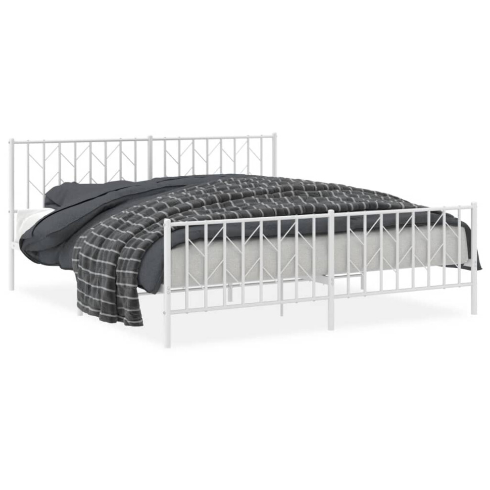 (white, 180 x 200 cm/ with headboard & footboard) vidaXL Metal Bed Frame with Headboard Mattress Foundation Black 80x200 cm