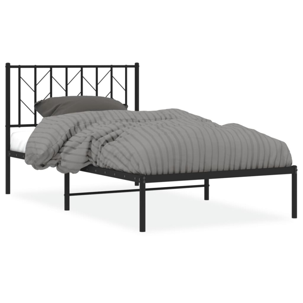 (black, 100 x 190 cm/ with headboard) vidaXL Metal Bed Frame with Headboard Mattress Foundation Black 80x200 cm