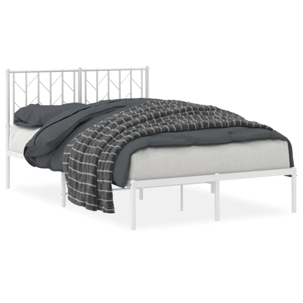 Vidaxl (White, 120 X 200 Cm/ With Headboard) Metal Bed Frame With Headboard Mattress Foundation Black 80X200 Cm