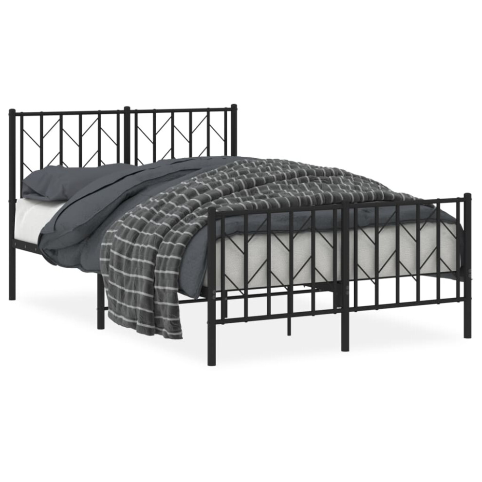 Vidaxl Black (, 120 X 190 Cm/ With Headboard & Footboard) Metal Bed Frame With Headboard Mattress Foundation 80X200 Cm