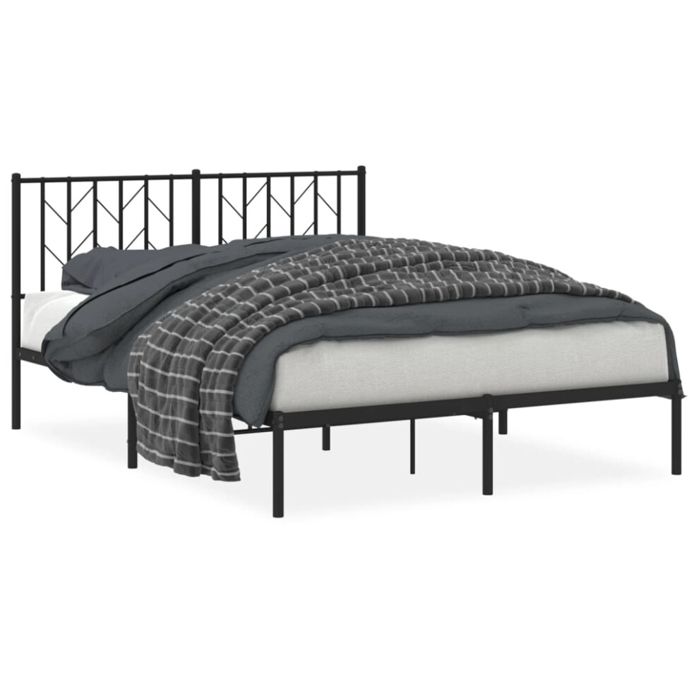 (black, 140 x 200 cm/ with headboard) vidaXL Metal Bed Frame with Headboard Mattress Foundation Black 80x200 cm