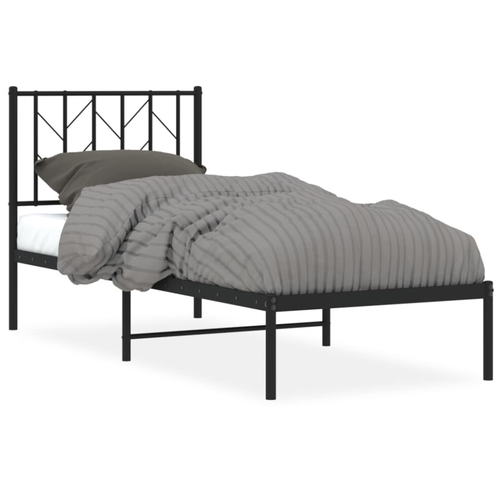 (black, 75 x 190 cm/ with headboard) vidaXL Metal Bed Frame with Headboard Mattress Foundation Black 80x200 cm