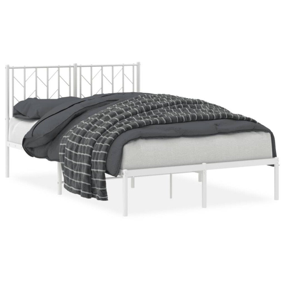 Vidaxl (White, 120 X 190 Cm/ With Headboard) Metal Bed Frame With Headboard Mattress Foundation Black 80X200 Cm