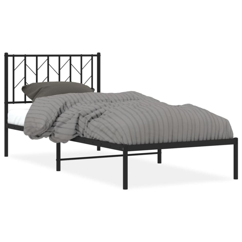 Vidaxl (Black, 90 X 190 Cm/ With Headboard) Metal Bed Frame With Headboard Mattress Foundation Black 80X200 Cm
