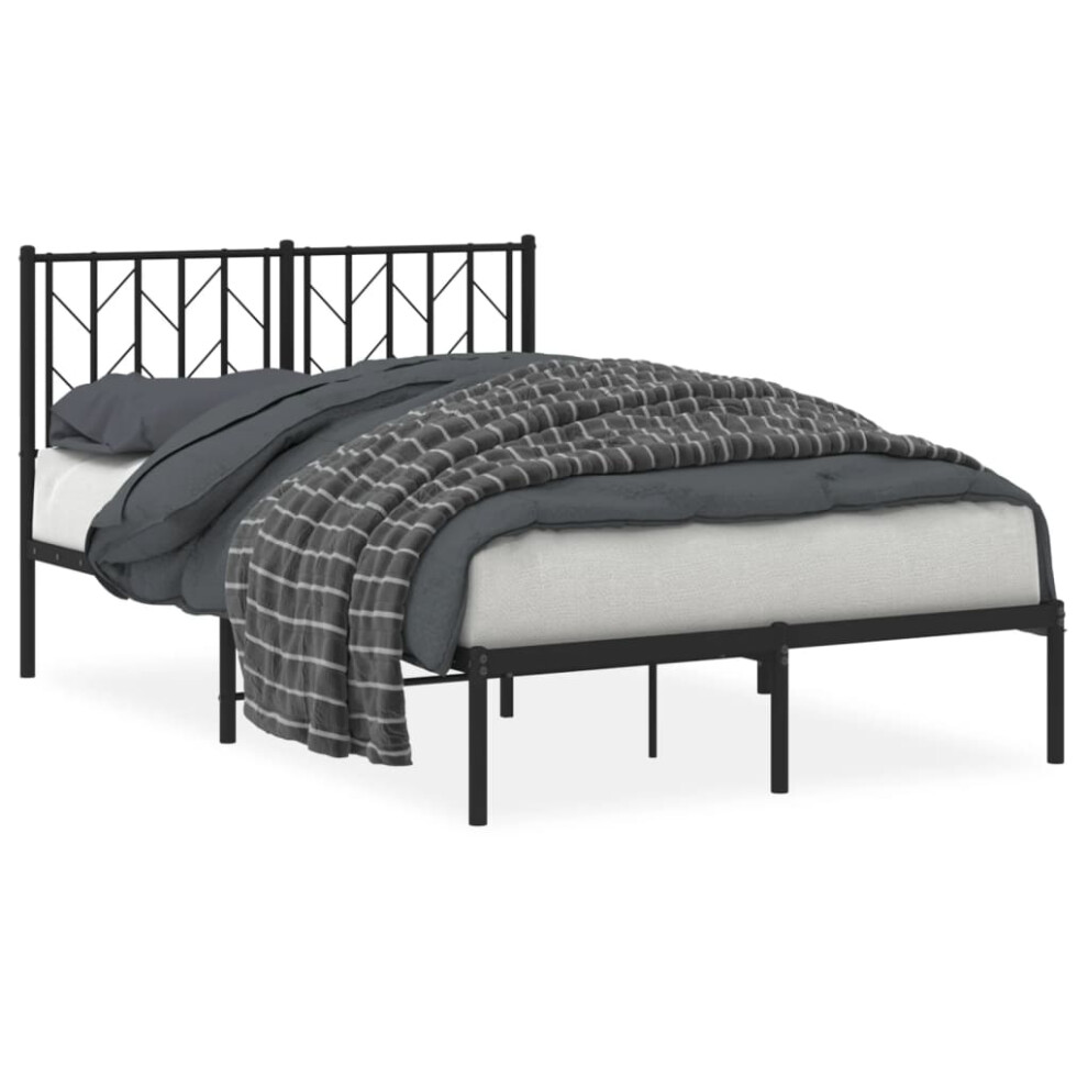 (black, 120 x 190 cm/ with headboard) vidaXL Metal Bed Frame with Headboard Mattress Foundation Black 80x200 cm