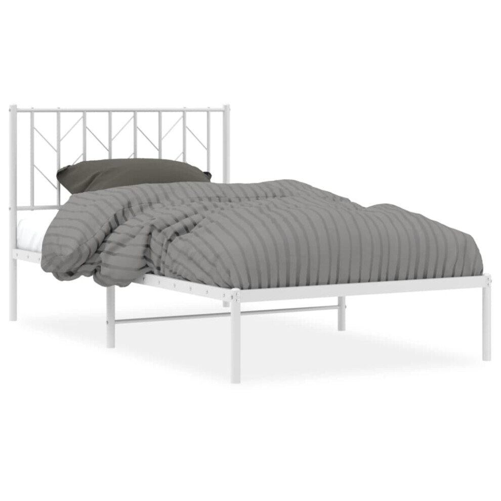 (white, 100 x 200 cm/ with headboard) vidaXL Metal Bed Frame with Headboard Mattress Foundation Black 80x200 cm