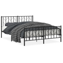 (black, 150 x 200 cm/ with headboard & footboard) vidaXL Metal Bed Frame with Headboard Mattress Foundation Black 80x200 cm