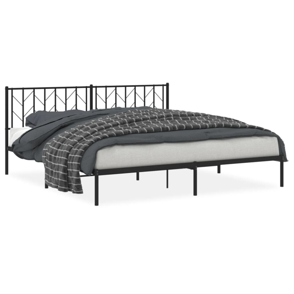 (black, 193 x 203 cm/ with headboard) vidaXL Metal Bed Frame with Headboard Mattress Foundation Black 80x200 cm