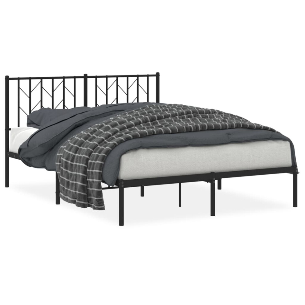 (black, 135 x 190 cm/ with headboard) vidaXL Metal Bed Frame with Headboard Mattress Foundation Black 80x200 cm