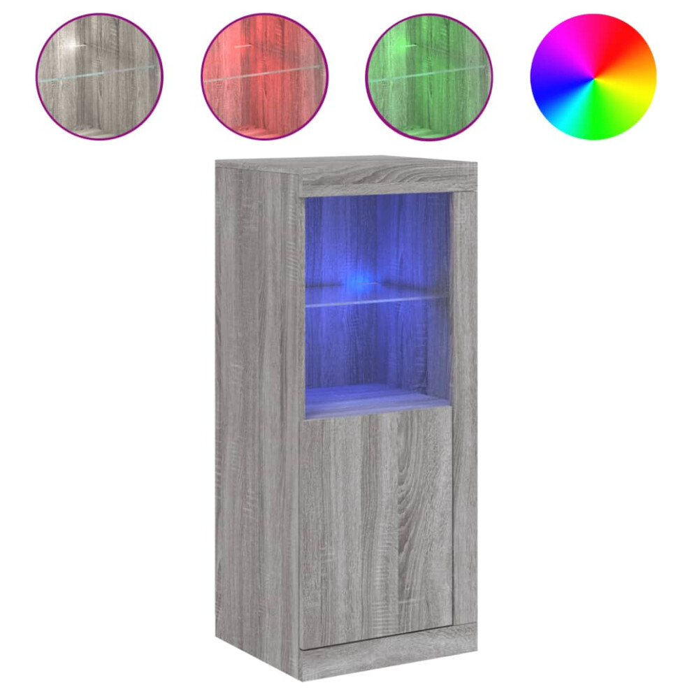 New Vidaxl ( Sonoma) Sideboard With Led Lights Cupboard Highboard Side Cabinet Sonoma Grey