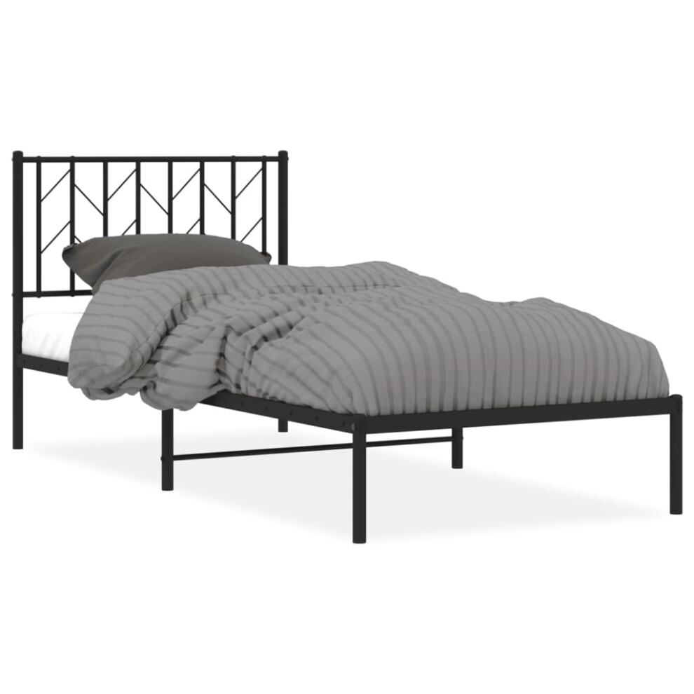 (black, 90 x 200 cm/ with headboard) vidaXL Metal Bed Frame with Headboard Mattress Foundation Black 80x200 cm