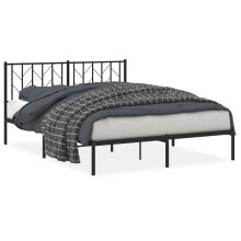(black, 150 x 200 cm/ with headboard) vidaXL Metal Bed Frame with Headboard Mattress Foundation Black 80x200 cm