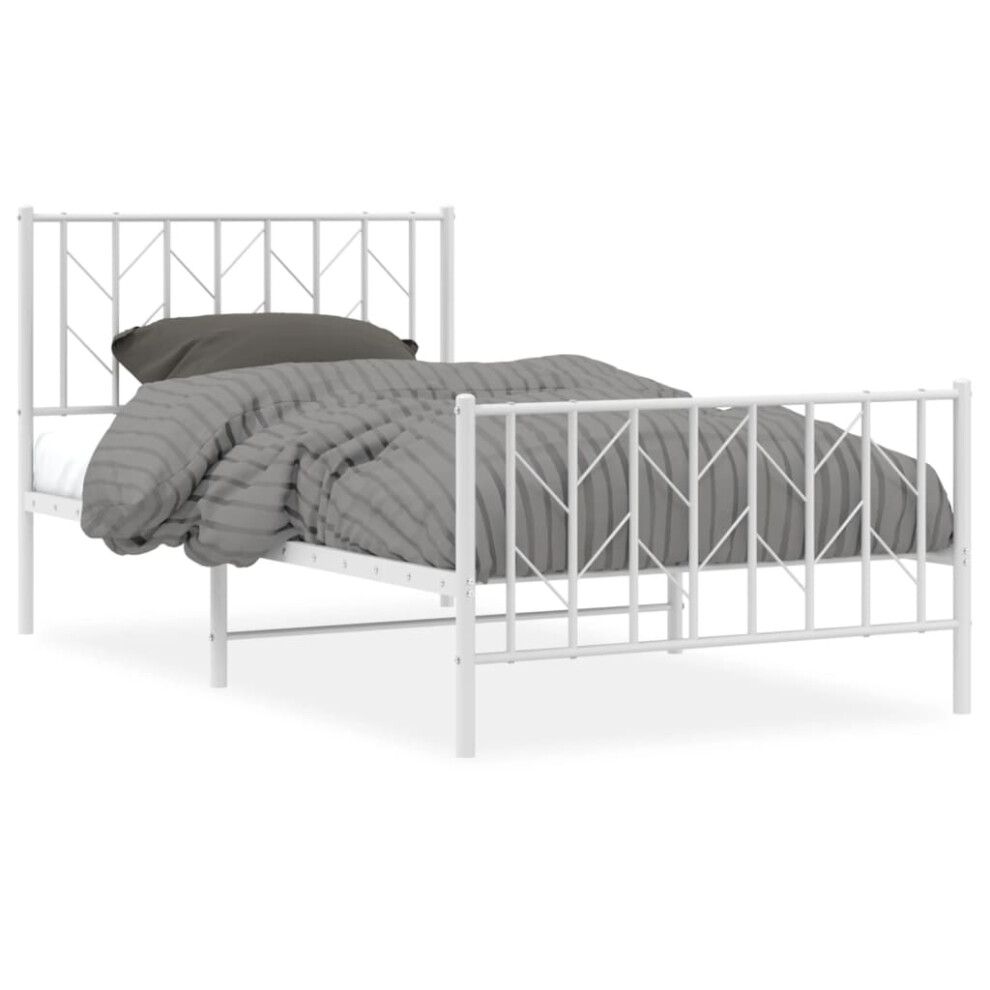 (white, 100 X 190 cm/ With Headboard & footboard) vidaXL Metal Bed Frame With Headboard Mattress Foundation Black 80x200 Cm