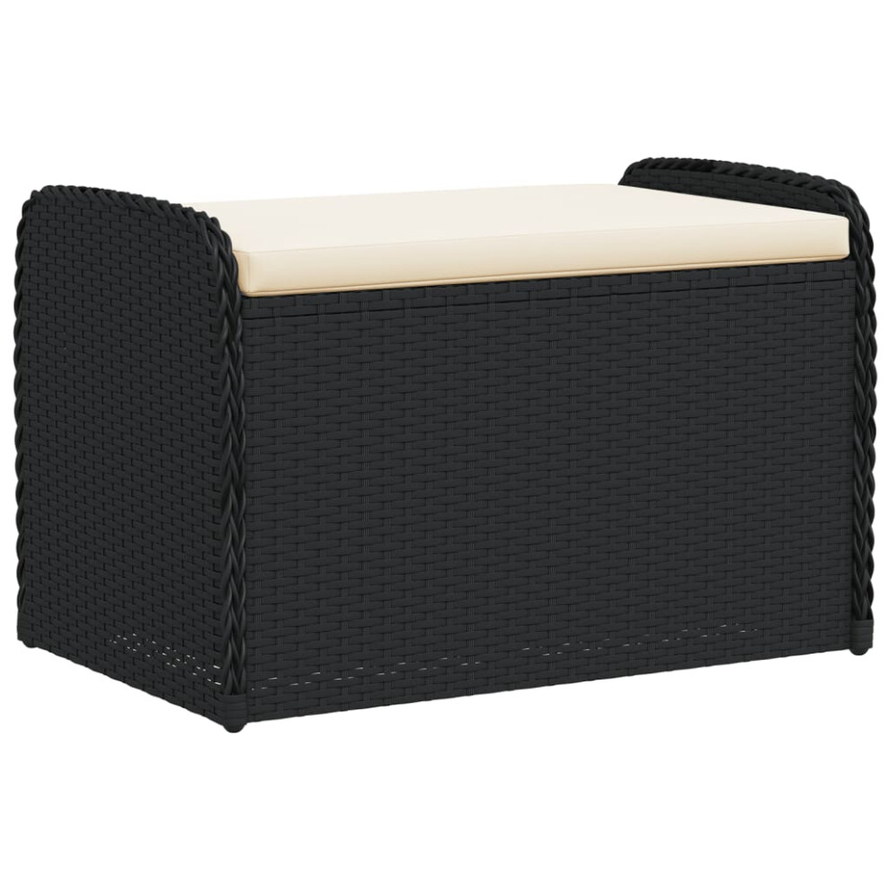 (black, 80 x 51 x 52 cm) vidaXL Storage Bench with Cushion Outdoor Bench Patio Storage Box Poly Rattan